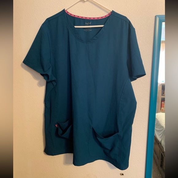 3XL Caribbean Blue HeartSoul Scrub Top